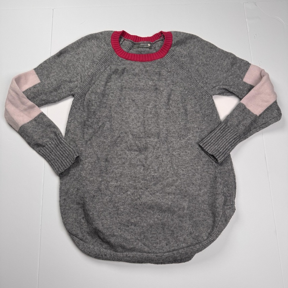 Anthropologie Sweater Womens Small Gray Colorblock Tunic Longline Pullover Knit